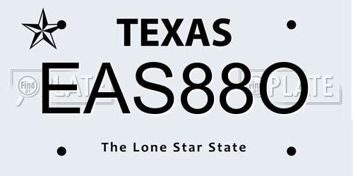 EAS88O Texas License Plate