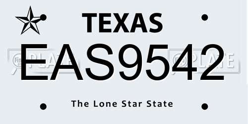 EAS9542 Texas License Plate