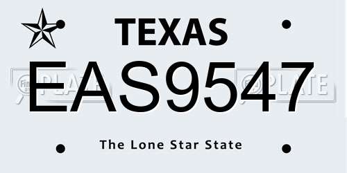 EAS9547 Texas License Plate