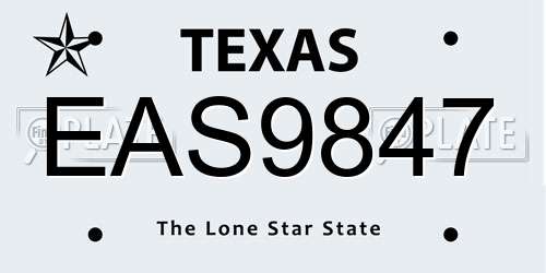 EAS9847 Texas License Plate