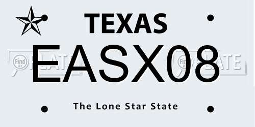 EASX08 Texas License Plate