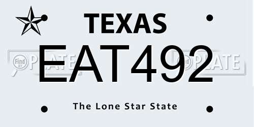 EAT492 Texas License Plate