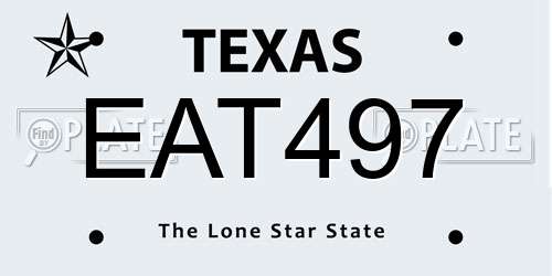 EAT497 Texas License Plate