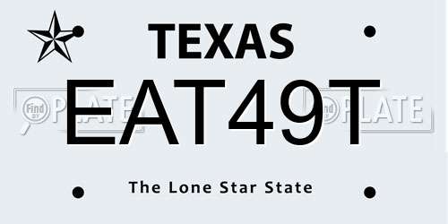 EAT49T Texas License Plate