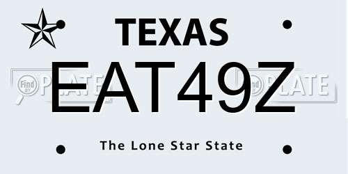 EAT49Z Texas License Plate