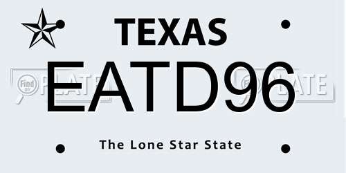 EATD96 Texas License Plate