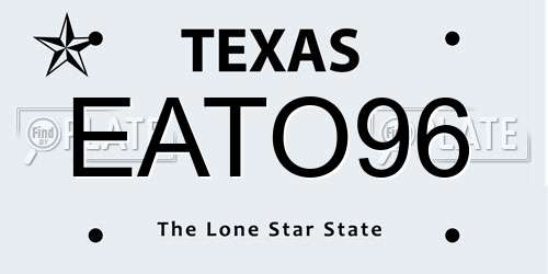 EATO96 Texas License Plate