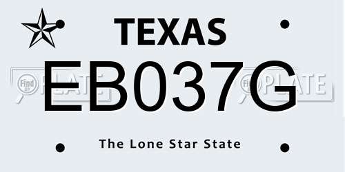 EB037G Texas License Plate