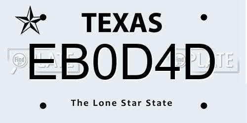 EB0D4D Texas License Plate