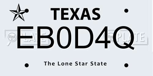 EB0D4Q Texas License Plate