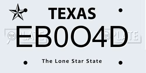 EB0O4D Texas License Plate