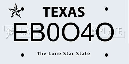 EB0O4O Texas License Plate