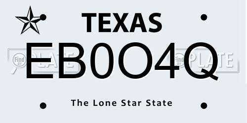 EB0O4Q Texas License Plate
