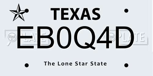 EB0Q4D Texas License Plate