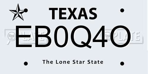 EB0Q4O Texas License Plate