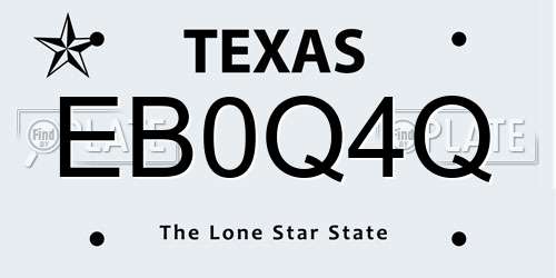 EB0Q4Q Texas License Plate