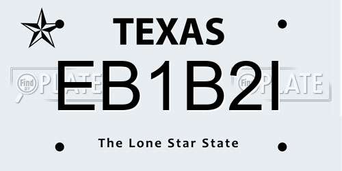 EB1B2I Texas License Plate