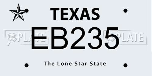 EB235 Texas License Plate