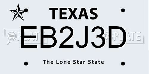 EB2J3D Texas License Plate