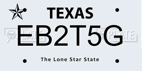 EB2T5G Texas License Plate