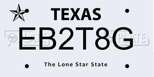 EB2T8G Texas License Plate