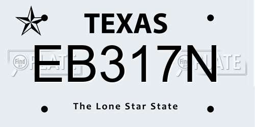 EB317N Texas License Plate