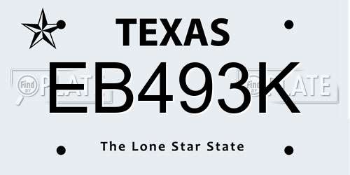 EB493K Texas License Plate
