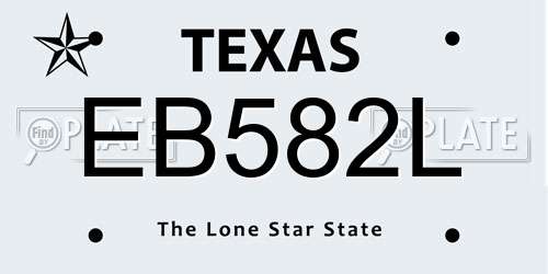 EB582L Texas License Plate