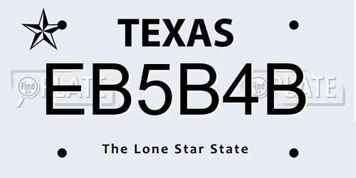 EB5B4B Texas License Plate