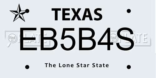 EB5B4S Texas License Plate