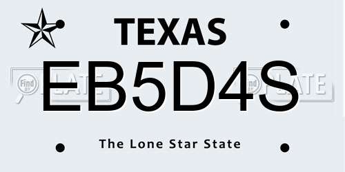EB5D4S Texas License Plate