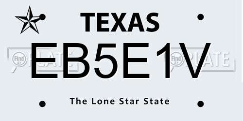 EB5E1V Texas License Plate