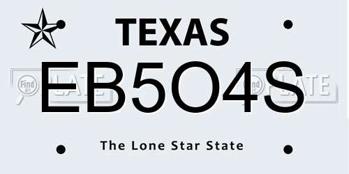 EB5O4S Texas License Plate