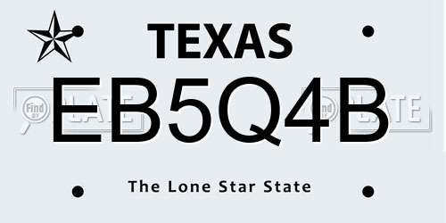 EB5Q4B Texas License Plate