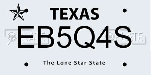 EB5Q4S Texas License Plate