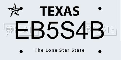 EB5S4B Texas License Plate