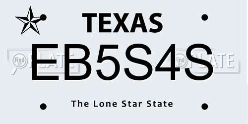 EB5S4S Texas License Plate