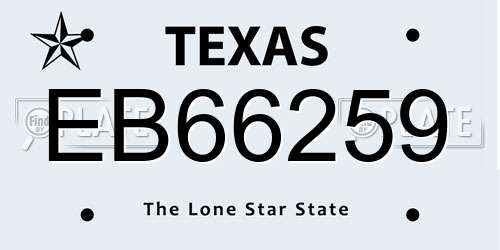 EB66259 Texas License Plate