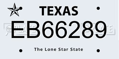 EB66289 Texas License Plate