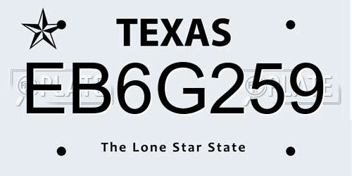 EB6G259 Texas License Plate