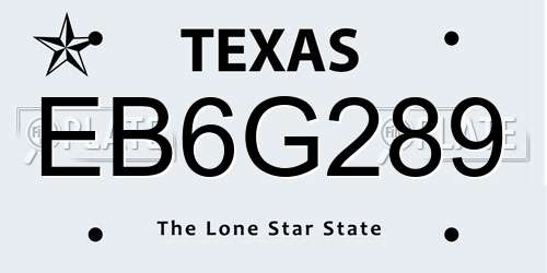 EB6G289 Texas License Plate