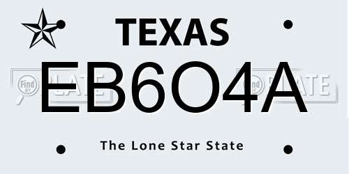 EB6O4A Texas License Plate