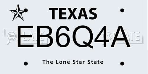 EB6Q4A Texas License Plate