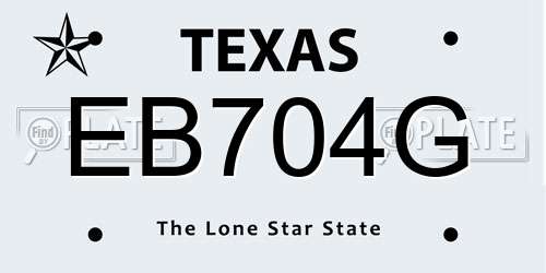 EB704G Texas License Plate