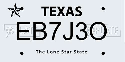 EB7J3O Texas License Plate