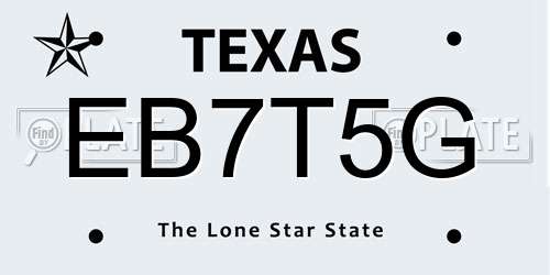 EB7T5G Texas License Plate