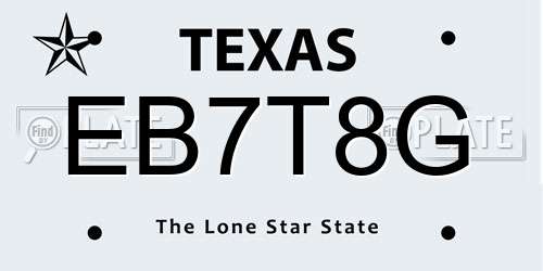 EB7T8G Texas License Plate
