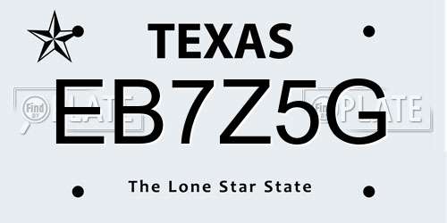 EB7Z5G Texas License Plate