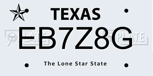 EB7Z8G Texas License Plate