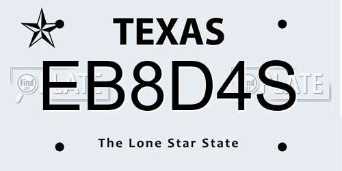 EB8D4S Texas License Plate